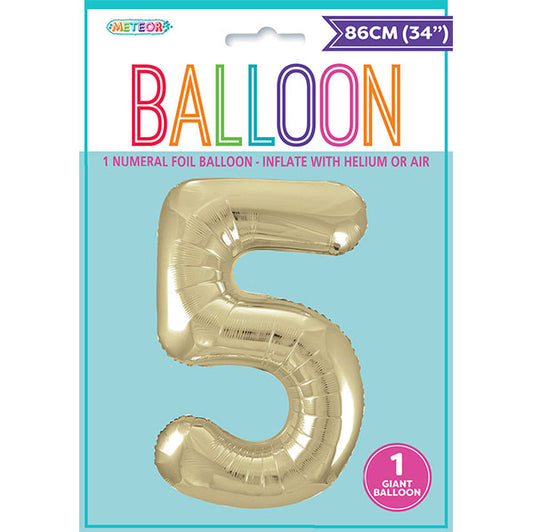 Champagne Gold "5" Numeral Foil Balloon (86cm)