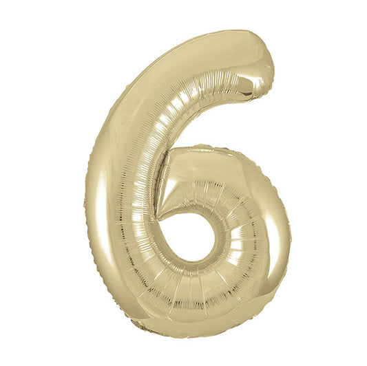 Champagne Gold "6" Numeral Foil Balloon (86cm)