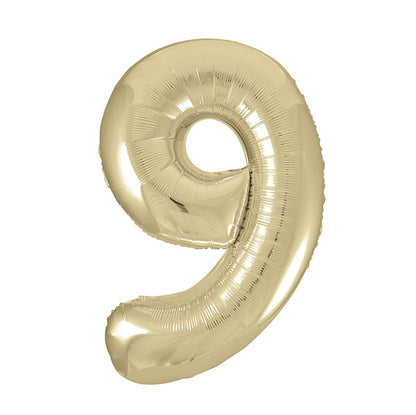 Champagne Gold "9" Numeral Foil Balloon (86cm)