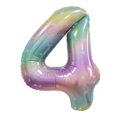 Pastel Rainbow "4" Numeral Foil Balloon (86cm)