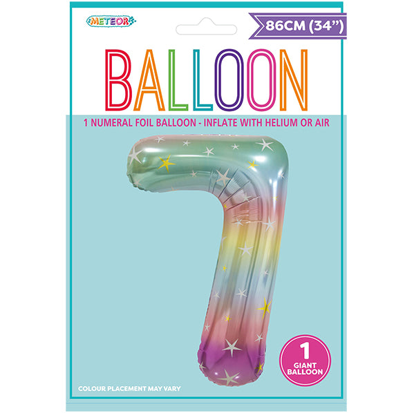 Pastel Rainbow "7" Numeral Foil Balloon (86cm)