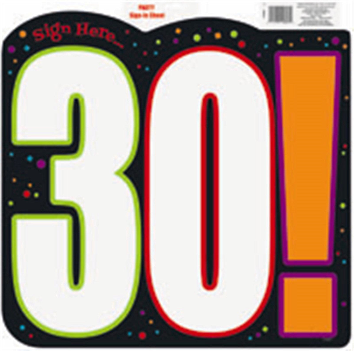 Birthday Cheer "30" Sign Here Cutout