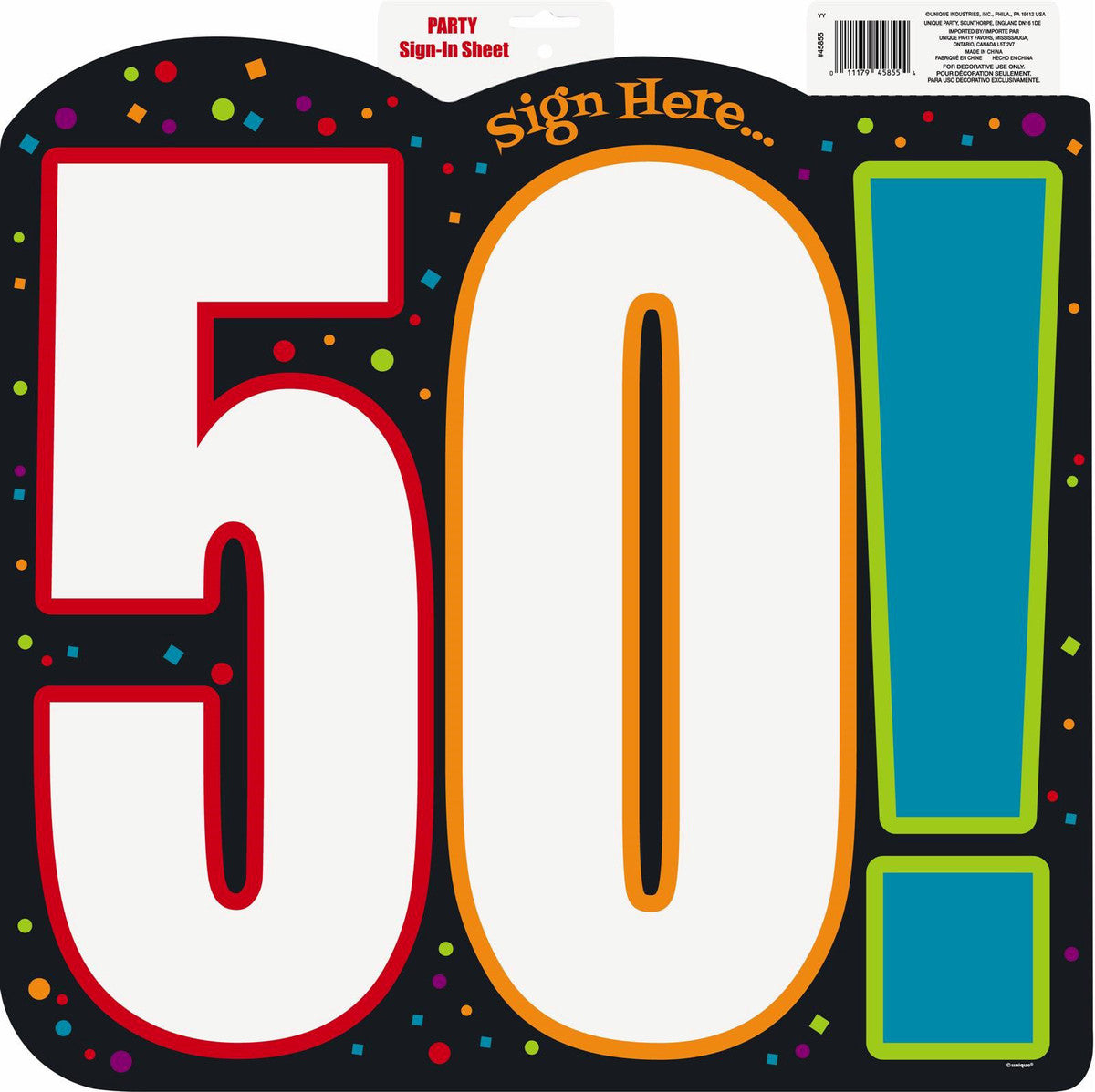 Birthday Cheer "50" Sign Here Cutout