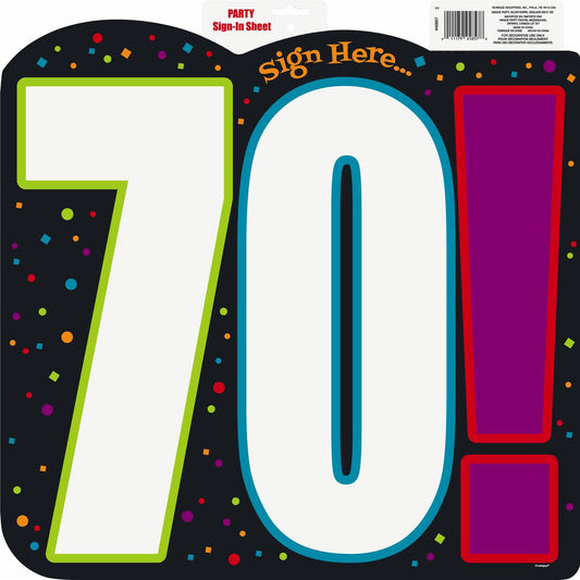 Birthday Cheer "70" Sign Here Cutout