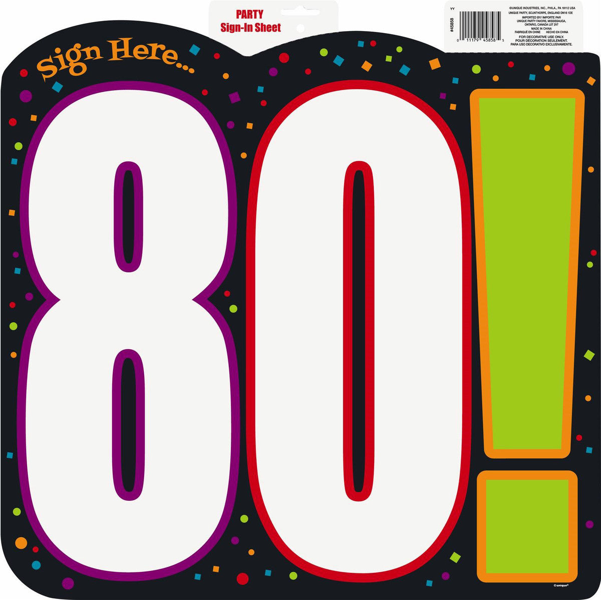 Birthday Cheer "80" Sign Here Cutout