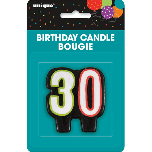 Birthday Cheer "30" Numeral Candle