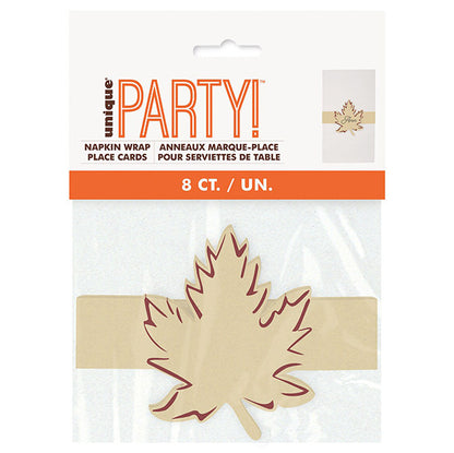 Autumn Leaves - Leaf Cutout Napkin Holder Place Cards (Pack of 8)