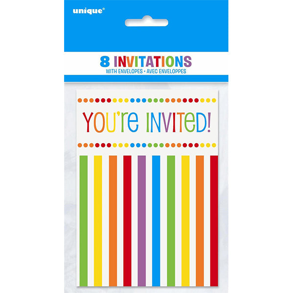 Rainbow Birthday Invitations (Pack of 8)