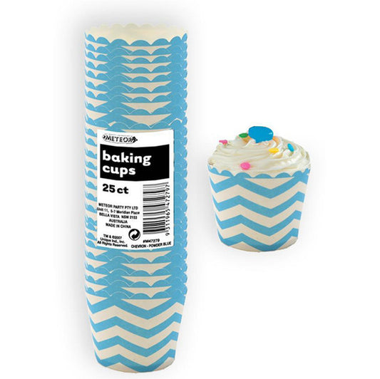 Baking Cups - Chevron Powder Blue (Pack of 25)