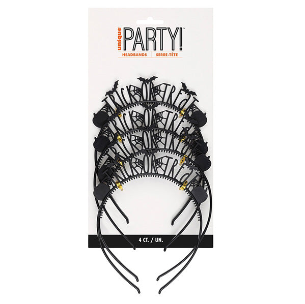 Halloween Trick Or Treat Black Acrylic Headbands (Pack of 4)