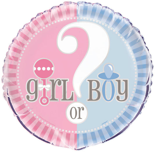 Baby Gender Reveal "Girl or Boy" Foil Balloon 45cm