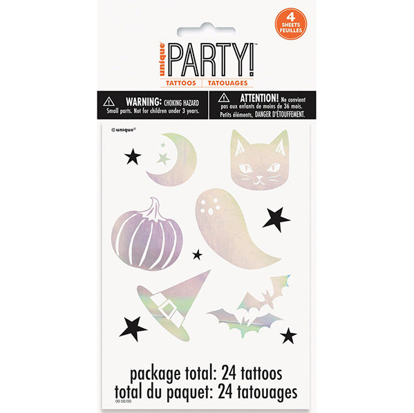 Iridescent Foil Halloween Tattoos (Pack of 24)