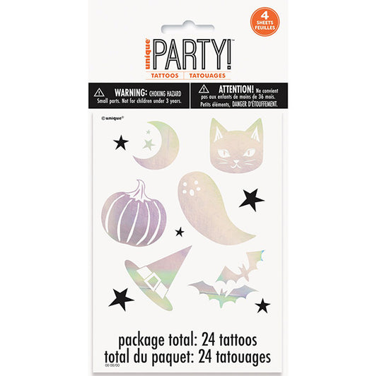 Iridescent Foil Halloween Tattoos (Pack of 24)