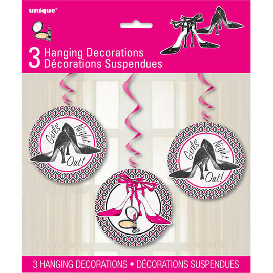 Girls Night Out Hanging Swirl Decorations (Pack of 3)