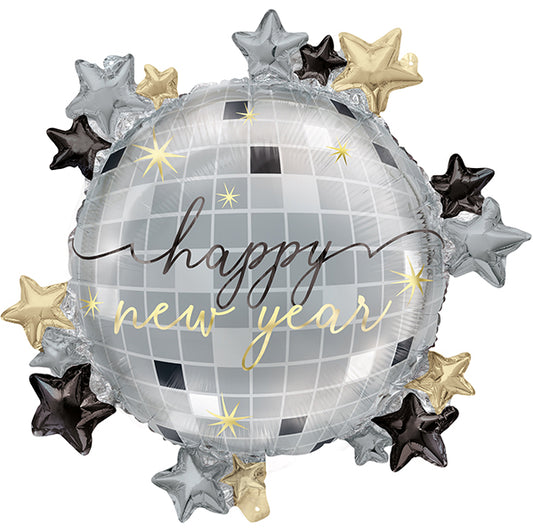 Giant Disco Ball "Happy New Year" Foil Balloon 57.1cm