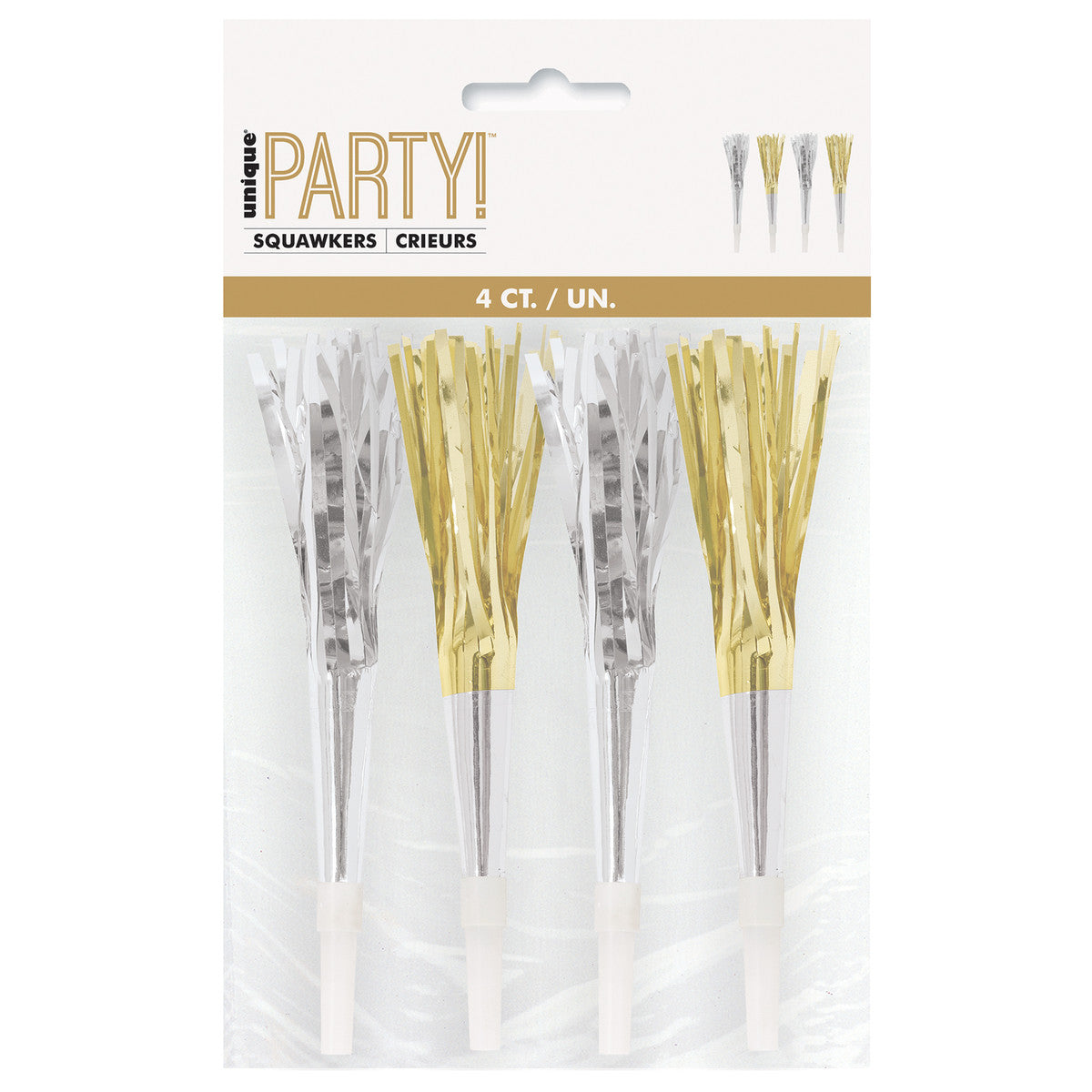 Fringed Squawkers - Gold & Silver (Pack of 4)