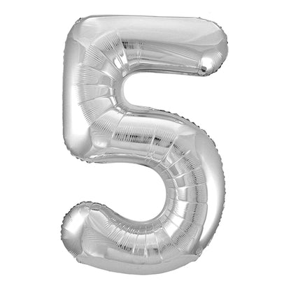 Silver "5" Numeral Foil Balloon (86cm)