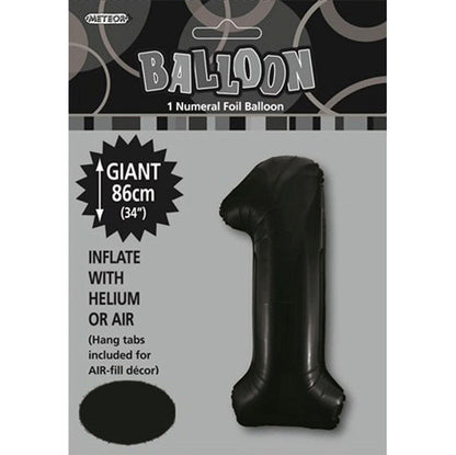 Black "1" Numeral Foil Balloon (86cm)