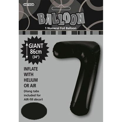 Black "7" Numeral Foil Balloon (86cm)