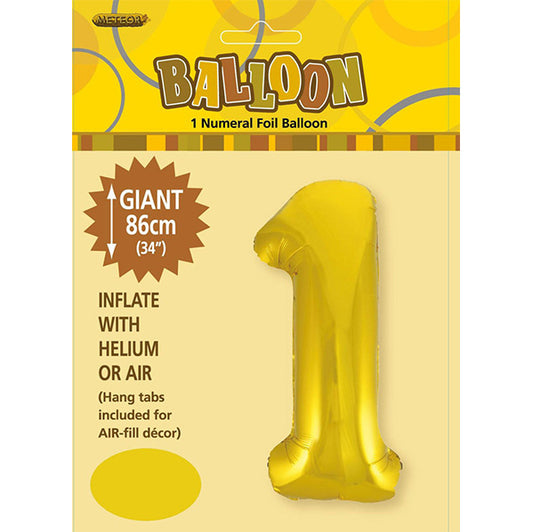 Gold "1" Numeral Foil Balloon (86cm)