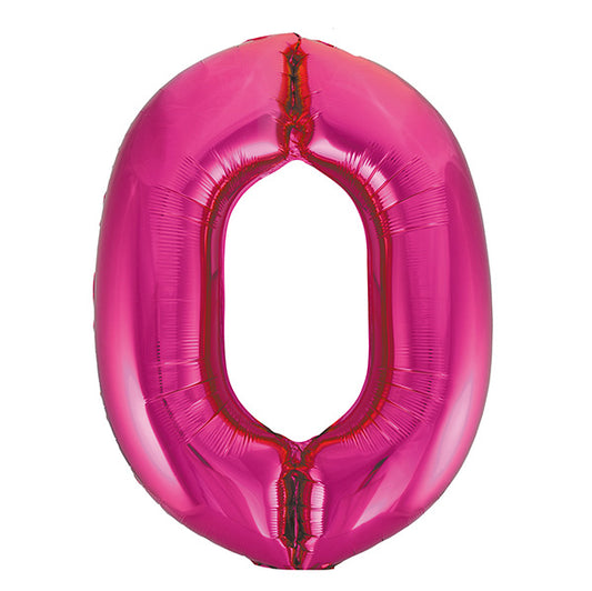 Hot Pink "0" Numeral Foil Balloon (86cm)