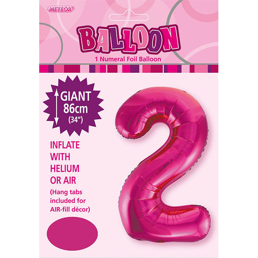 Hot Pink "2" Numeral Foil Balloon (86cm)