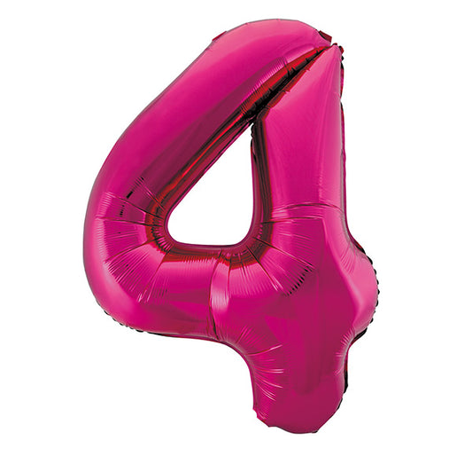 Hot Pink "4" Numeral Foil Balloon (86cm)