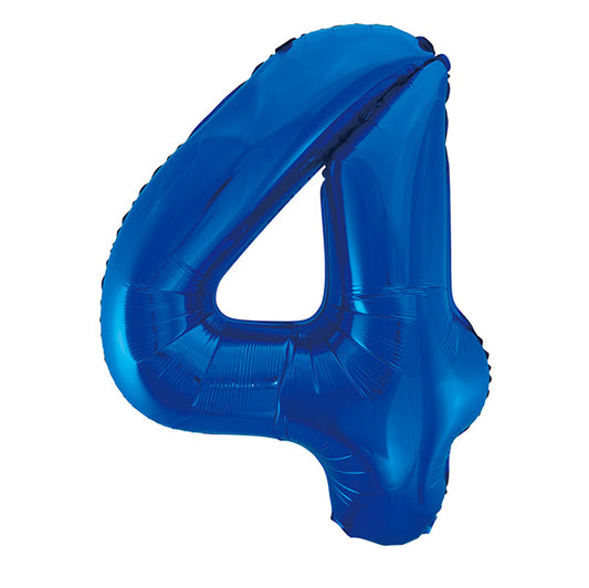 Royal Blue "4" Numeral Foil Balloon (86cm)