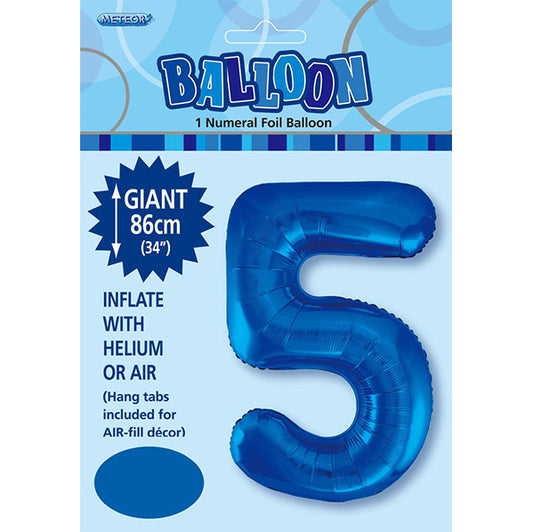 Royal Blue "5" Numeral Foil Balloon (86cm)