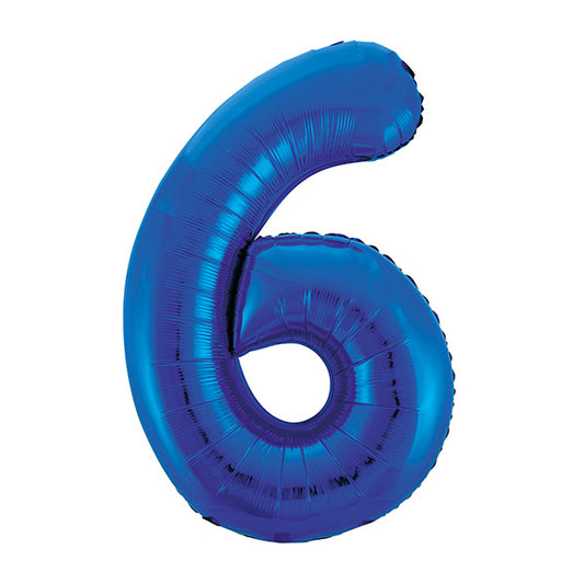 Royal Blue "6" Numeral Foil Balloon (86cm)