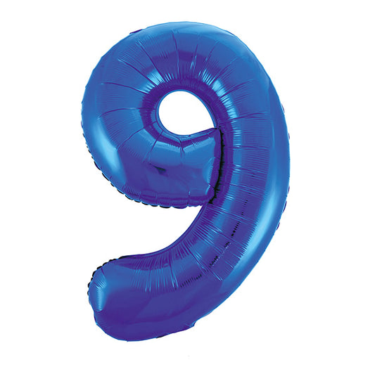 Royal Blue "9" Numeral Foil Balloon (86cm)