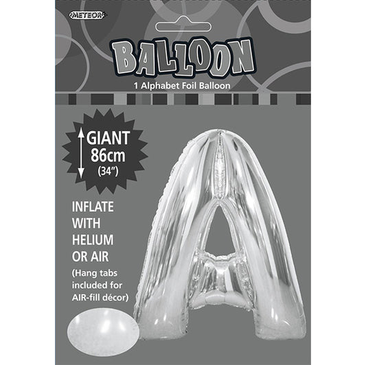 Silver "A" Letter Foil Balloon (86cm)