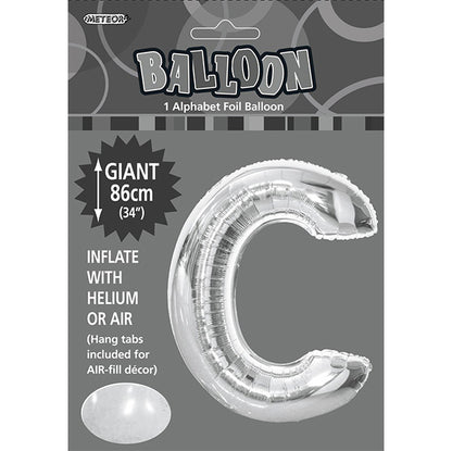 Silver "C" Letter Foil Balloon (86cm)