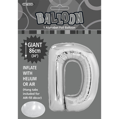 Silver "D" Letter Foil Balloon (86cm)