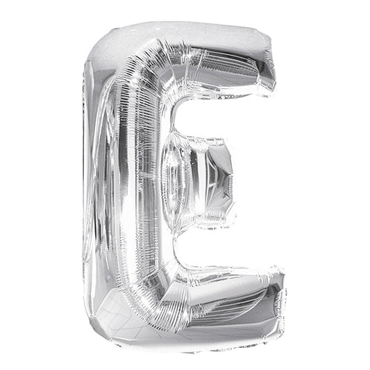 Silver "E" Letter Foil Balloon (86cm)