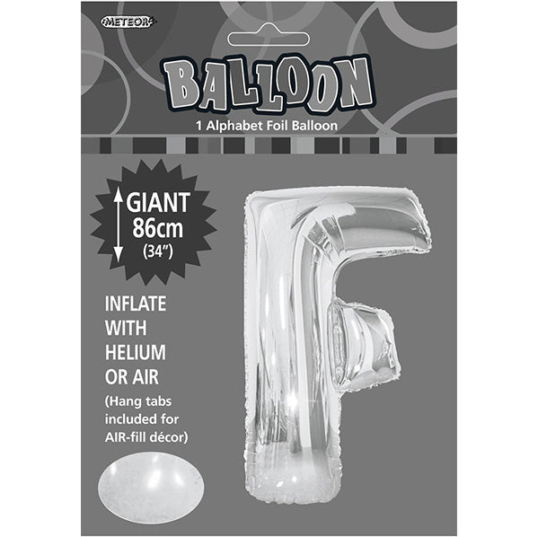 Silver "F" Letter Foil Balloon (86cm)