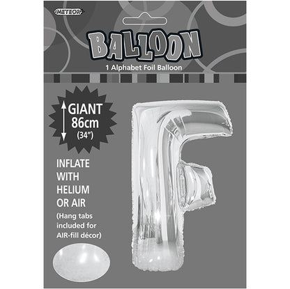 Silver "F" Letter Foil Balloon (86cm)