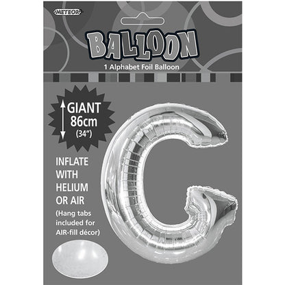 Silver "G" Letter Foil Balloon (86cm)