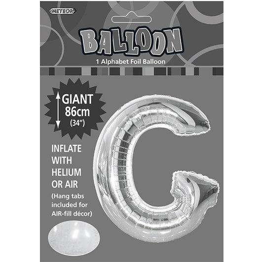 Silver "G" Letter Foil Balloon (86cm)