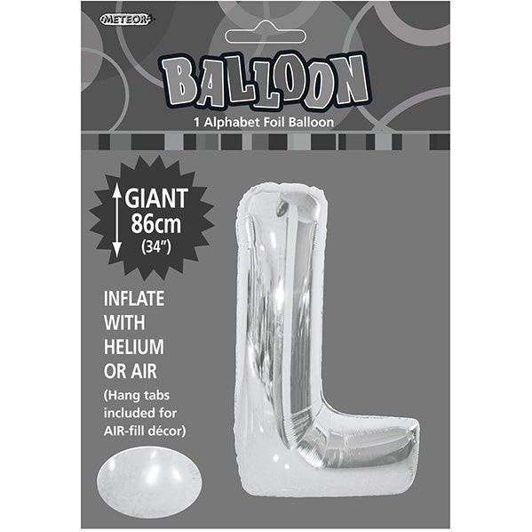 Silver "L" Letter Foil Balloon (86cm)