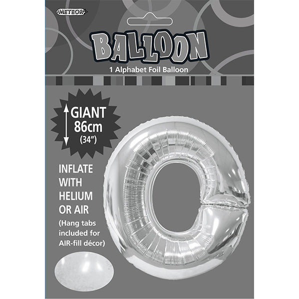 Silver "O" Letter Foil Balloon (86cm)