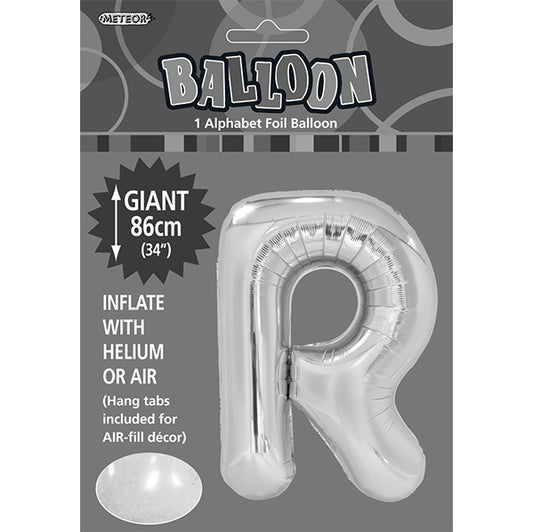 Silver "R" Letter Foil Balloon (86cm)