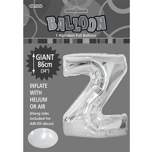 Silver "Z" Letter Foil Balloon (86cm)