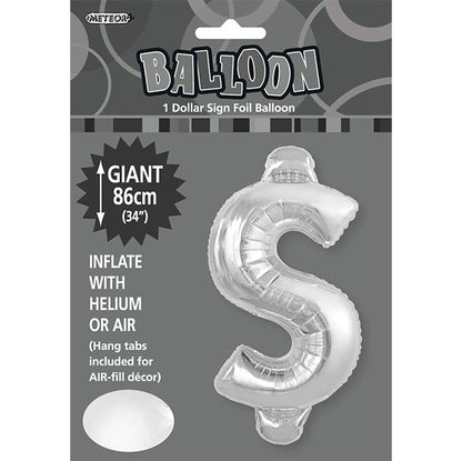 Silver "$" Letter Foil Balloon (86cm)