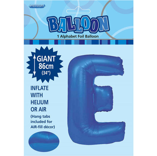 Royal Blue "E" Letter Foil Balloon (86cm)