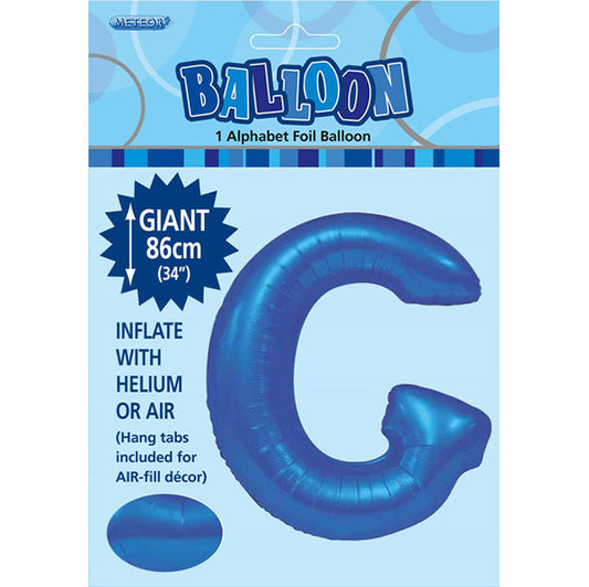 Royal Blue "G" Letter Foil Balloon (86cm)