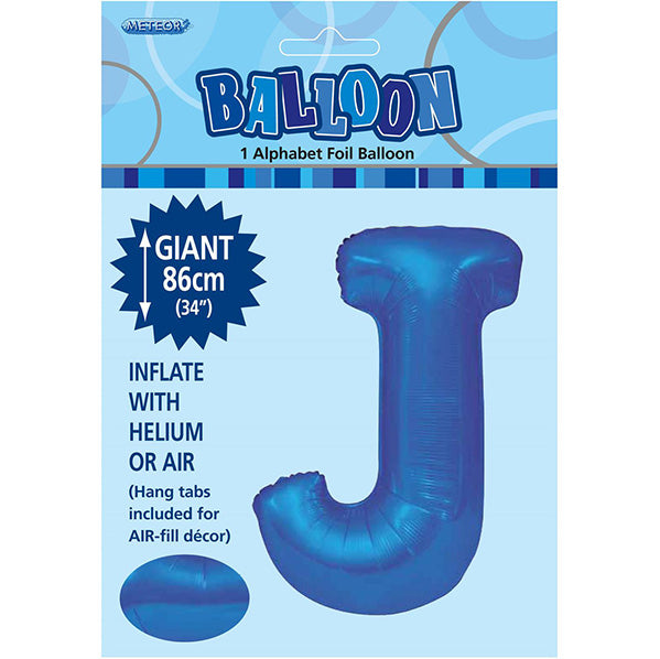 Royal Blue "J" Letter Foil Balloon (86cm)