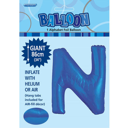 Royal Blue "N" Letter Foil Balloon (86cm)