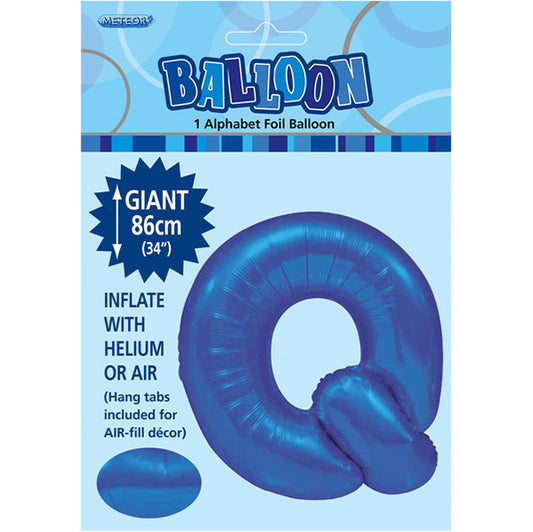 Royal Blue "Q" Letter Foil Balloon (86cm)