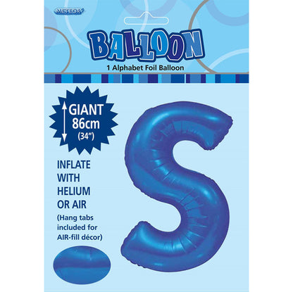 Royal Blue "S" Letter Foil Balloon (86cm)